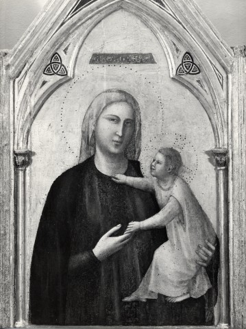 Gabinetto Fotografico della Soprintendenza Speciale per il Patrimonio Storico, Artistico ed Etnoantropologico e per il Polo Museale della città di Firenze — Giotto di Bondone - sec. XIV - Polittico di Badia: Madonna con Bambino — particolare, dopo il restauro del 1958